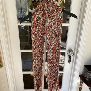 OP Colorful Boho Knitted Knot Scarf with Fringe OS